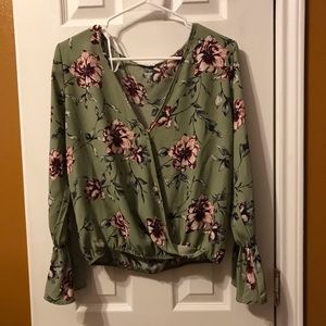 lovely green with flower print blouse